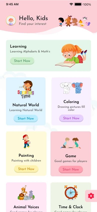 Kids Planet app screen 1