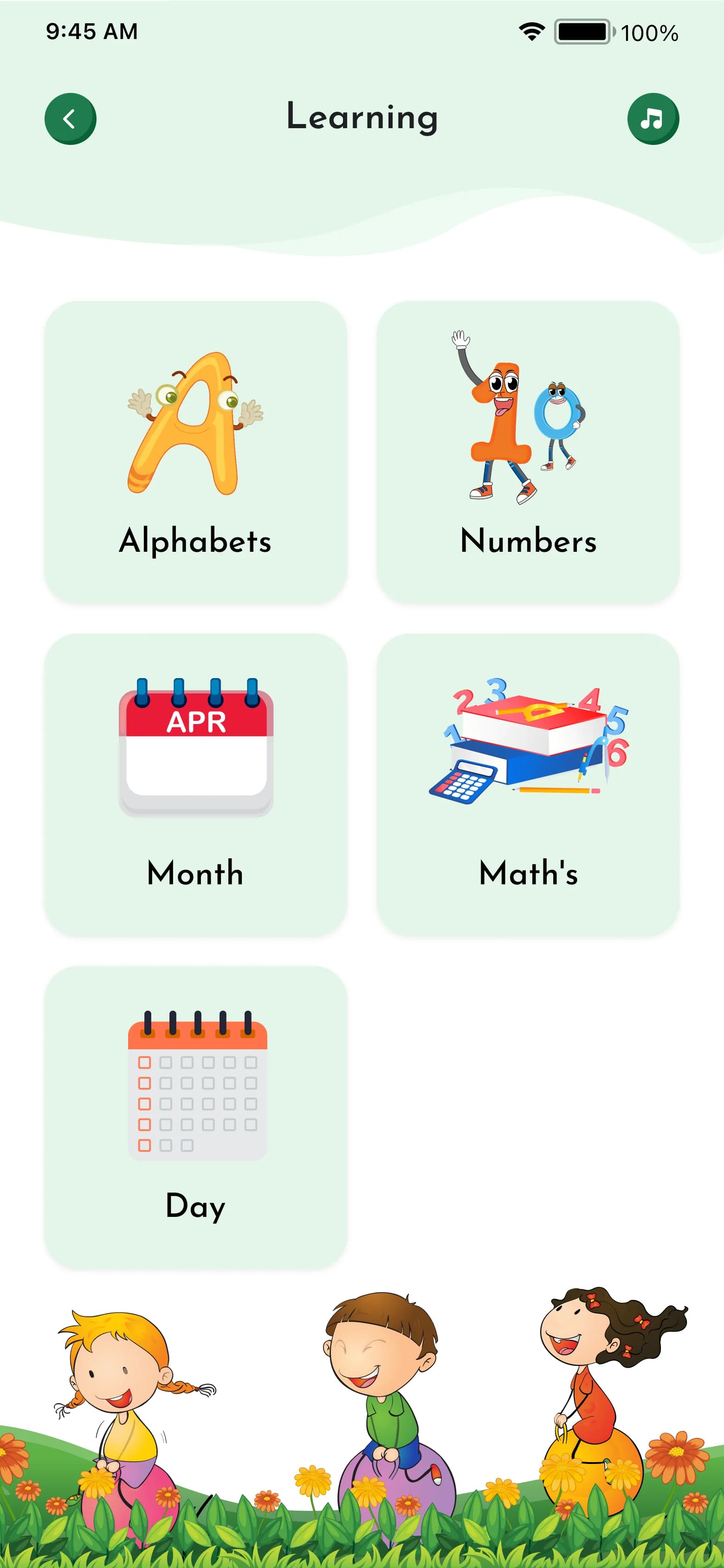 Kids Planet app screen 2