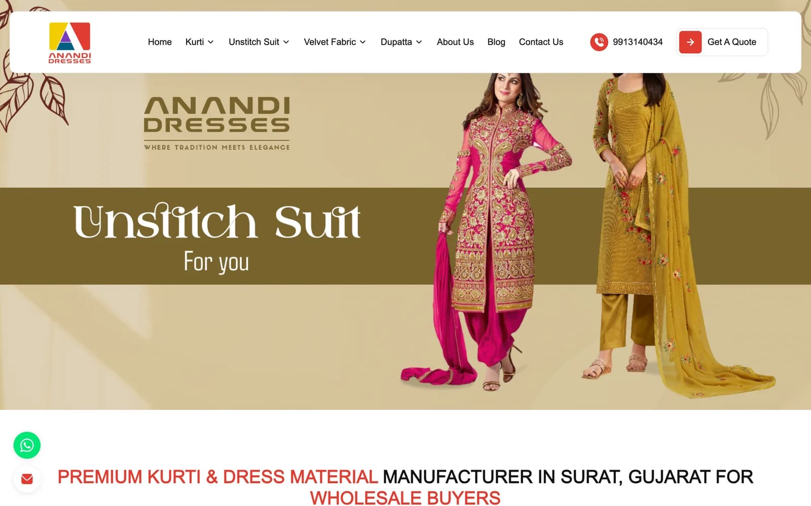 Anandi Dresses website