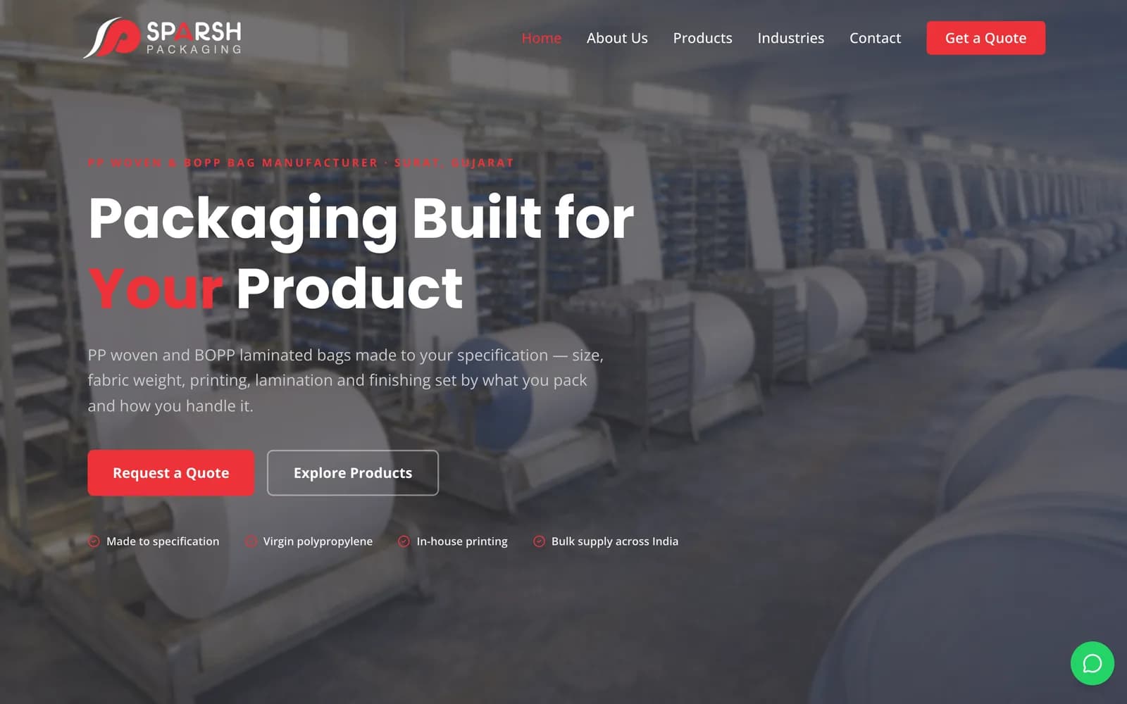 Sparsh Packaging website