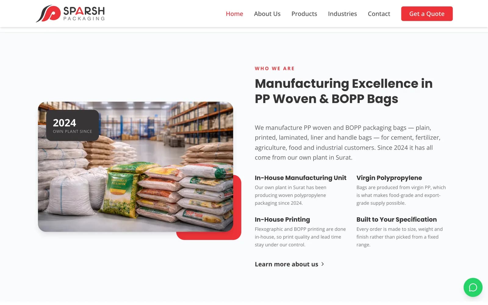 Sparsh Packaging — screen 1