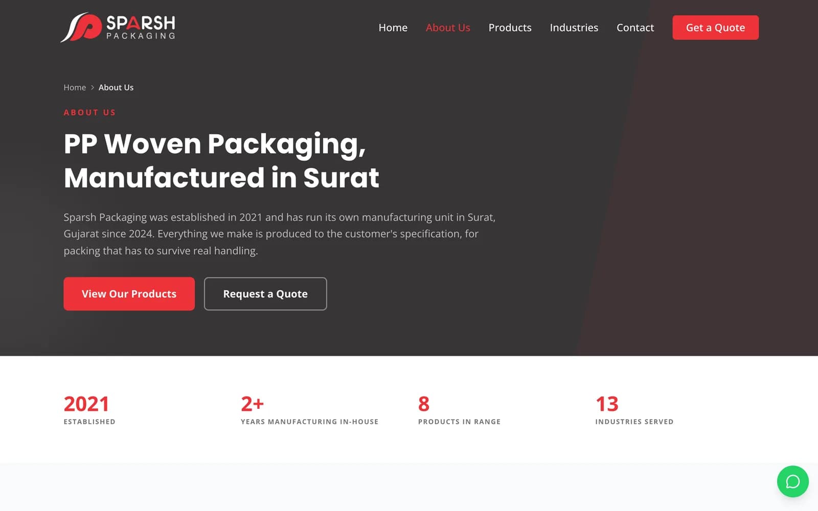 Sparsh Packaging — screen 2